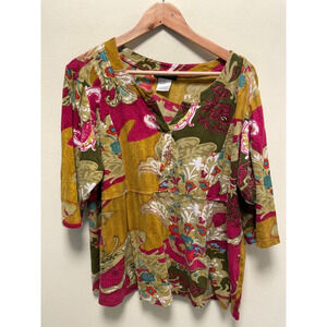 Ulla Popken Multicolor Floral Blouse